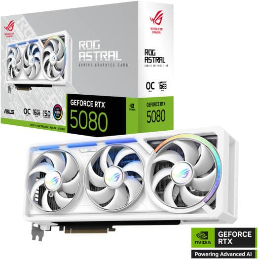 ASUS ROG Astral GeForce RTX 5080 16GB GDDR7 WHITE OC Edition Graphics Card
