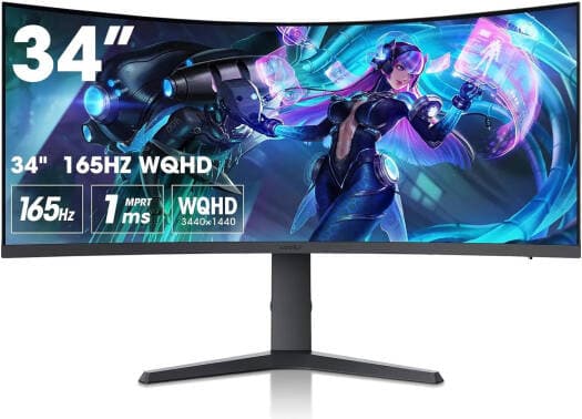 KOORUI 34" Ultra-Wide Curved VA Gaming Monitor 165Hz 1ms