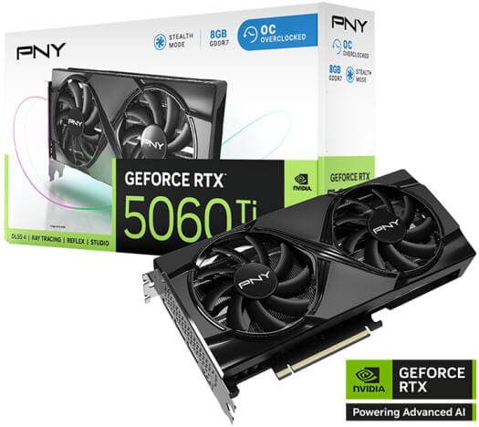 PNY GeForce RTX 5060 Ti 8GB Overclocked Dual Fan Graphics Card