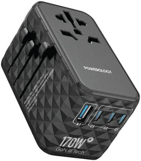 Powerology 170W GaN Universal Charger 4-Port Fast Charging AC Adapter