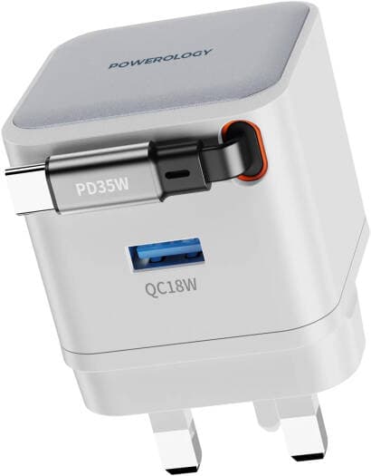 Powerology Single Output Retractable GaN Charger