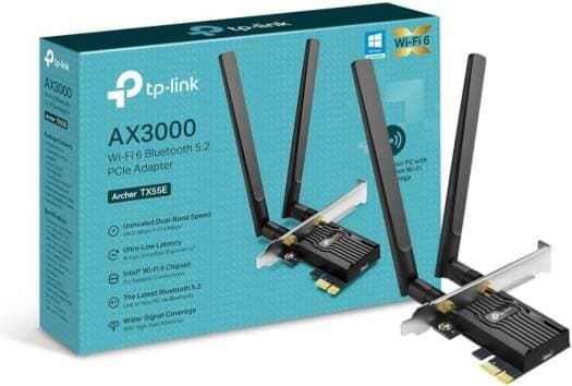 TP-Link Dual-Band Wi-Fi 6 Bluetooth 5.2 PCIe Adapter with Two Antennas